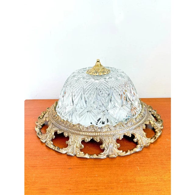 Vintage Ceiling Light in Brass and Cut Glass, 1960s For Sale - Image 11 of 11