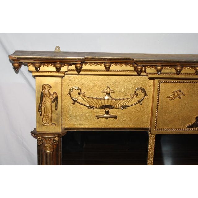 19th-Century Neoclassical Giltwood Triptych Overmantel Mirror For Sale - Image 10 of 12