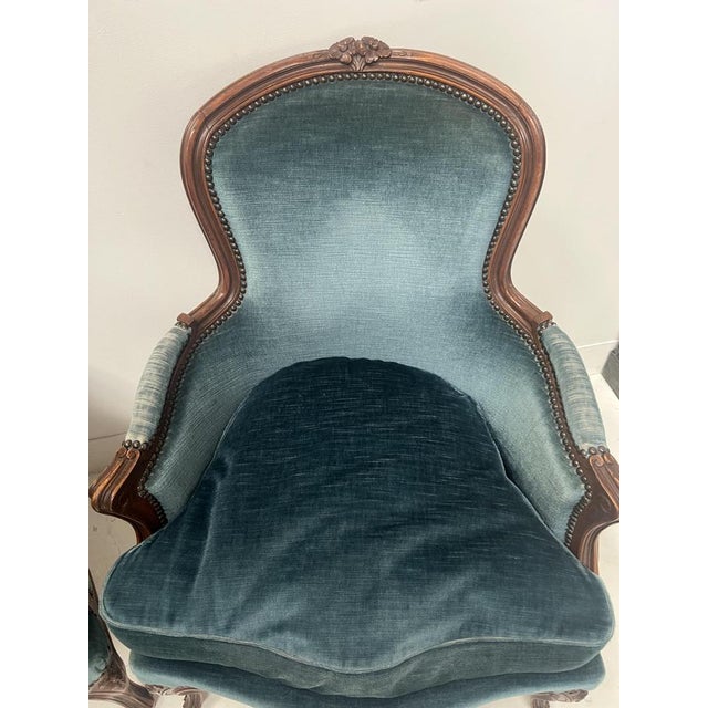 Louis XV Style Bergère Armchairs in Wood, 20th Century, Set of 2 For Sale - Image 3 of 13