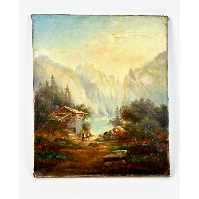 German School Artist, Mountain Landscape, Oil on Canvas, 19th Century For Sale - Image 8 of 8