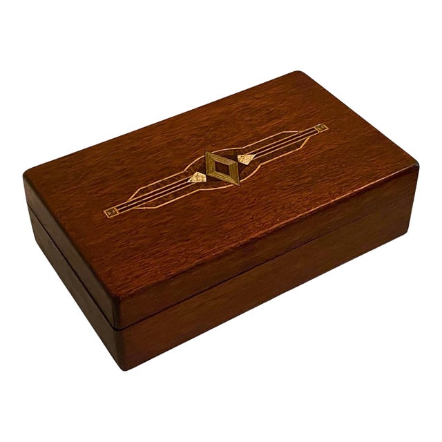 1930s Art Deco Wooden Inlay Box Cigar Box Jewelry Box Americana Ny Nj Dugan Brothers Bakery For Sale