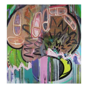 Contemporary Abstract Oil on Linen Painting "Medication" by Karl Bielik