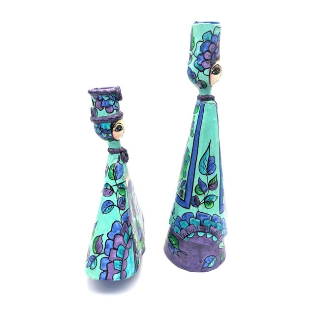 Mexican Vintage Mexican Hector & Abelardo Ruiz Papier Mâché Candle Holders, a Pair For Sale - Image 3 of 11