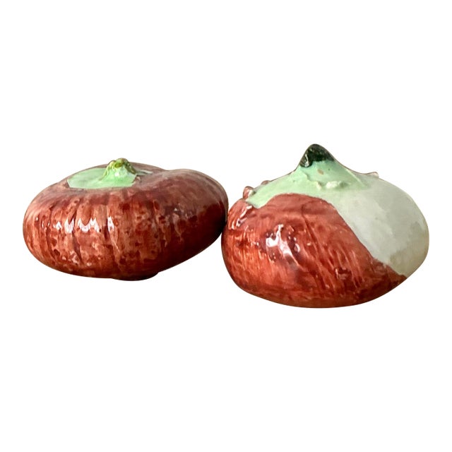 Vintage Italian Glazed Ceramic Persimmons - Set of 2 For Sale