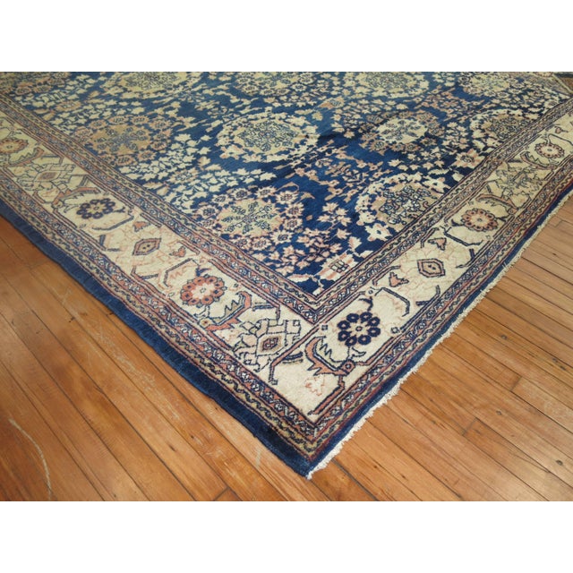Antique Zabihi Collection Blue Persian Mahal Carpet For Sale - Image 9 of 10