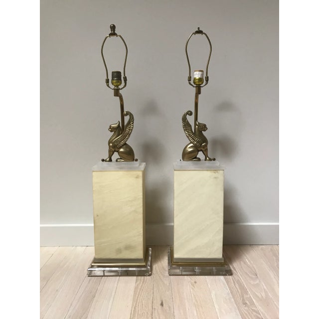 Pair Midcentury Gryphon Lamps For Sale - Image 4 of 11