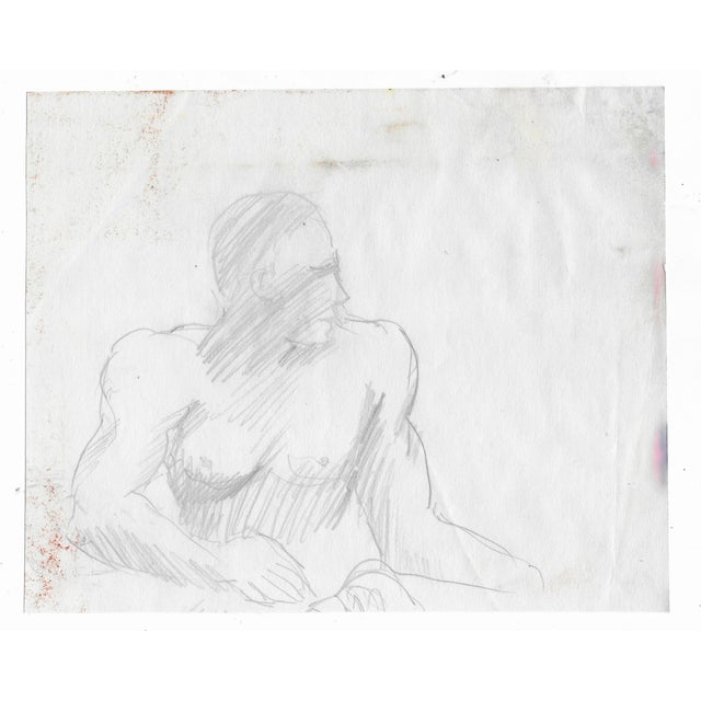 1960s male nude drawing by artist Katharine Yares. Unsigned, from a portfolio of her work.