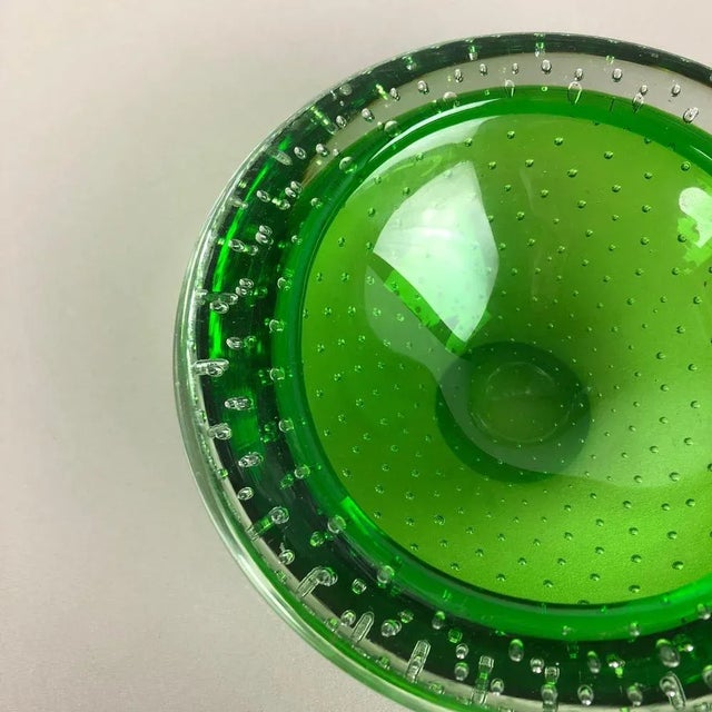 Green Bullicante Murano Glass Ashtray, Italy, 1970s For Sale - Image 9 of 15