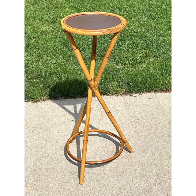 Wood Labeled, Rosenthal Netter, Bamboo and Rattan, Pedestal/Plant Stand, Italy, 1950’s, Attributed to Franco Albini For Sale - Image 7 of 10