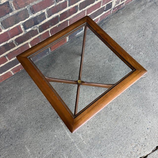 Lane Furniture 1960s Lane Silhouette Sculptural Walnut & Glass End Table by Andre Bus For Sale - Image 4 of 12