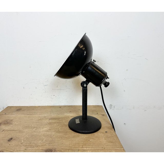 Mid-Century Modern Vintage Black Enamel Table Photo Lamp, 1950s For Sale - Image 3 of 18