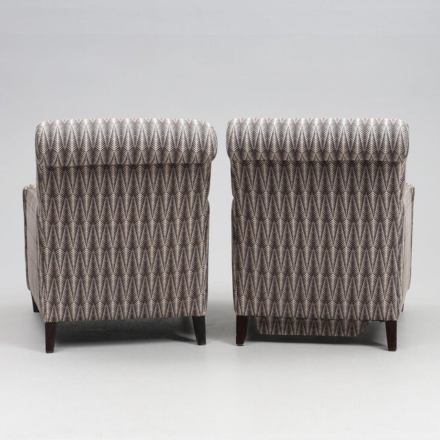 Mid-Century Modern Nordic Chairs in Wood with Neutral Textile, 1950, Set of 2 For Sale - Image 3 of 6