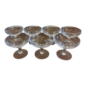 Vintage Josair Crystal Oyster Dishes - Set of 7