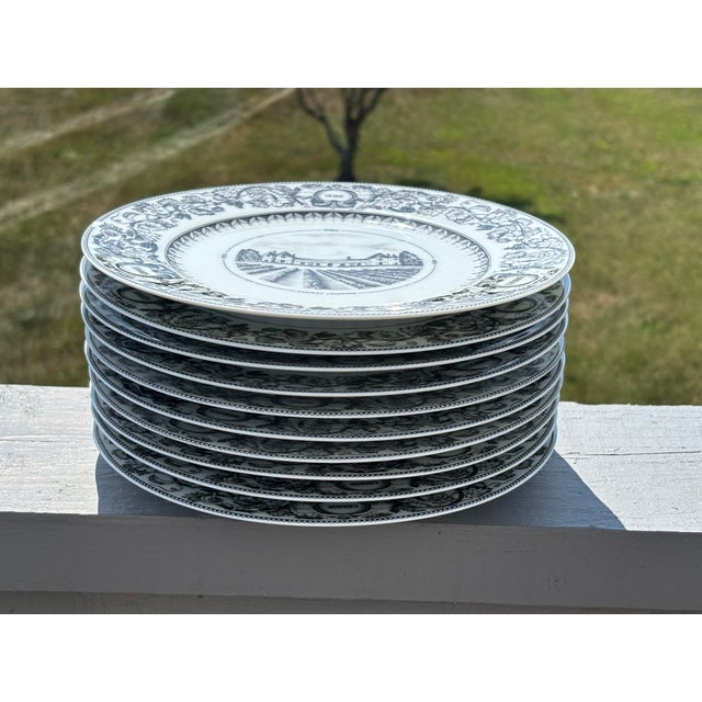 Rustic European Late 20th Century Haviland Limoges French Luncheon Plates From Chateau Loudenne in Medoc France - Set of 10 For Sale - Image 3 of 10