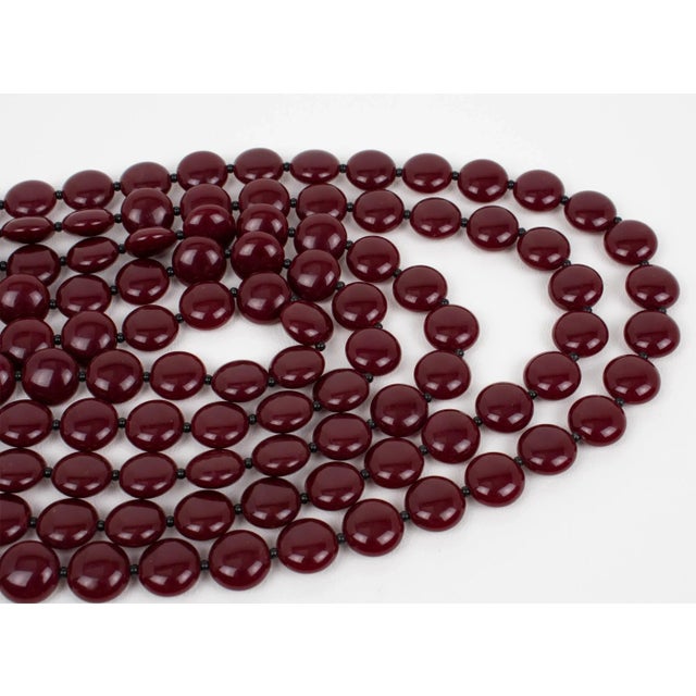 Angela Caputi Red Bordeaux Resin Multi-Strand Choker Necklace For Sale - Image 9 of 9