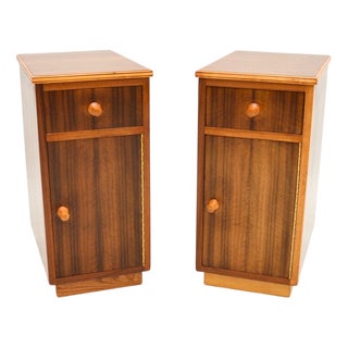 Vintage Walnut Bedside Tables by Neil Morris, 1950s, Set of 2 For Sale
