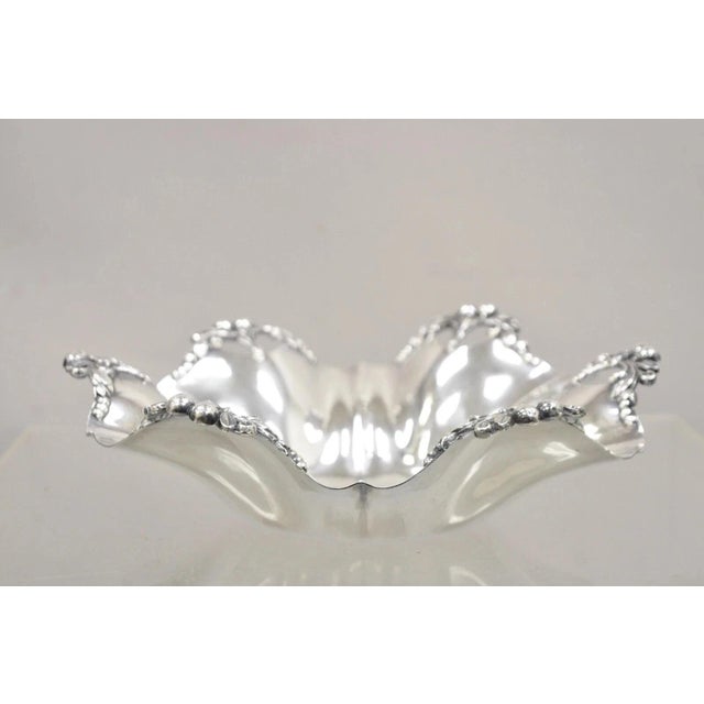 Vintage Victorian Silver Plated Handkerchief Candy Dish Fruit Bowl Berry Design For Sale - Image 11 of 11