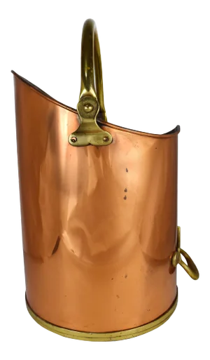 Vintage Large Heavy Copper Brass Coal Ash Scuttle Hod Bucket Scoop