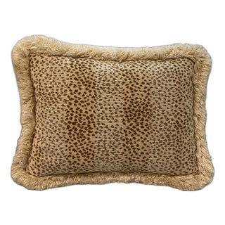 Leopard Stripe Lumbar Pillow With Brush Fringe For Sale