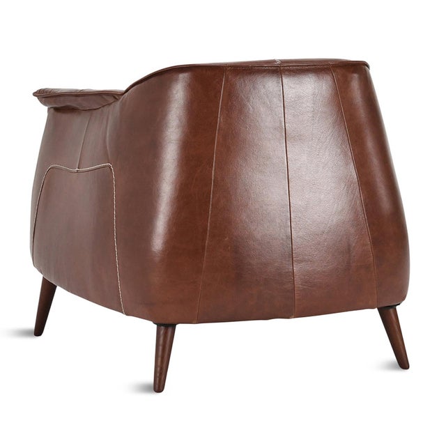 Chestnut Leather Gum Drop Chair For Sale - Image 4 of 5