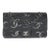 Black Denim Sequin CC Medium Classic Double Flap Bag For Sale