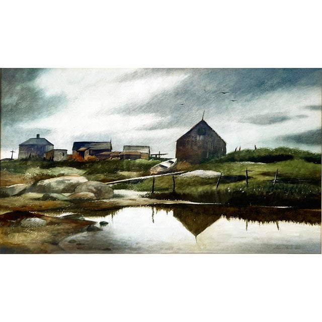 Fishing Village - Massachusetts Watercolor on Paper Cloudy day on the Massachusetts Coast by Richard Clark Hare (American,...