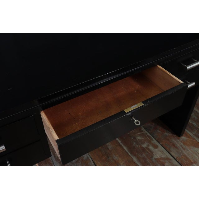 Wood Vintage Art Deco Black Ebonised Desk, 1930s For Sale - Image 7 of 13