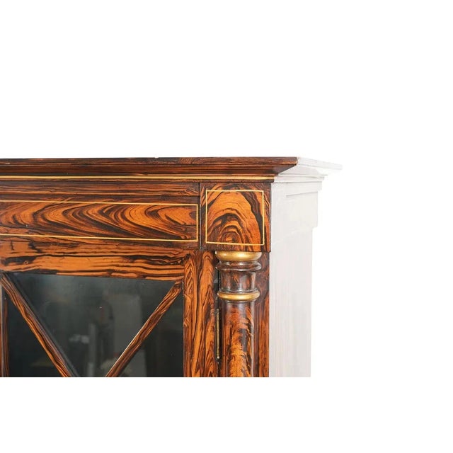 Wood 1960s Superb Quality Painted Faux Rosewood China Cabinet, 2 Side by Side Doors, For Sale - Image 7 of 7