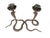 Brass Pair of Vintage Hand-Engraved Brass Cobra Snake Candleholders For Sale - Image 8 of 16