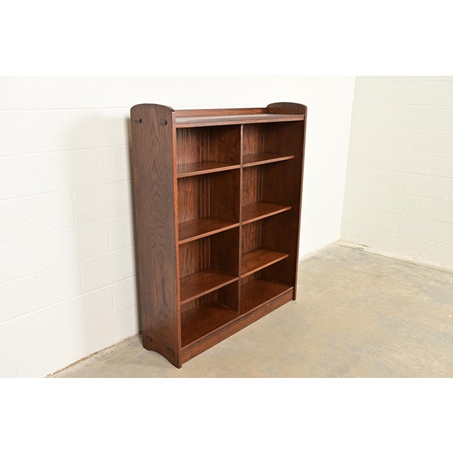 Stickley Gustav Stickley Antique Mission Oak Arts and Crafts Double Bookcase, Newly Refinished For Sale - Image 4 of 12