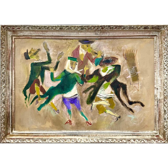 Textile William Gropper, Large Oil Painting Klezmer Wedding Rabbis Judaica WPA Jewish Art William Gropper, c.1940's For Sale - Image 7 of 16