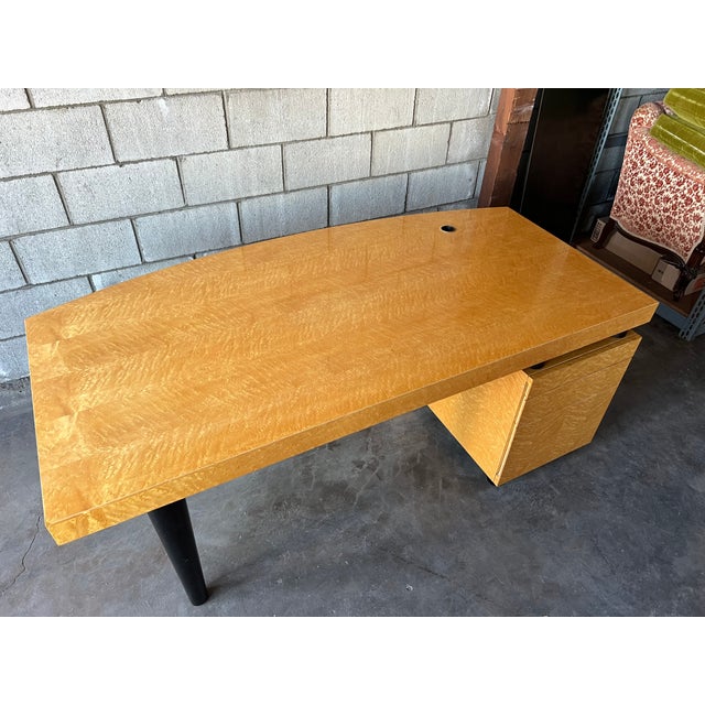 Leon Rosen for Pace Collection “Boca” Executive Desk in Birdseye Maple For Sale - Image 13 of 15