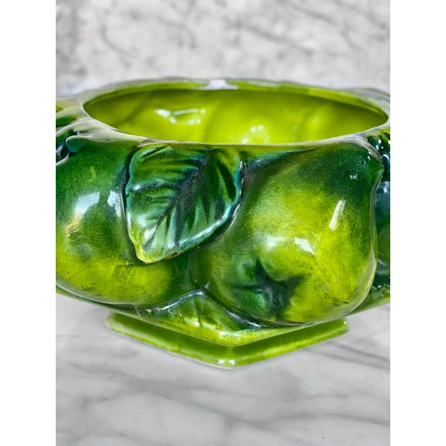 Vintage Porcelain Green Apple and Grape Bowl Dish W/ Lid by Inarco