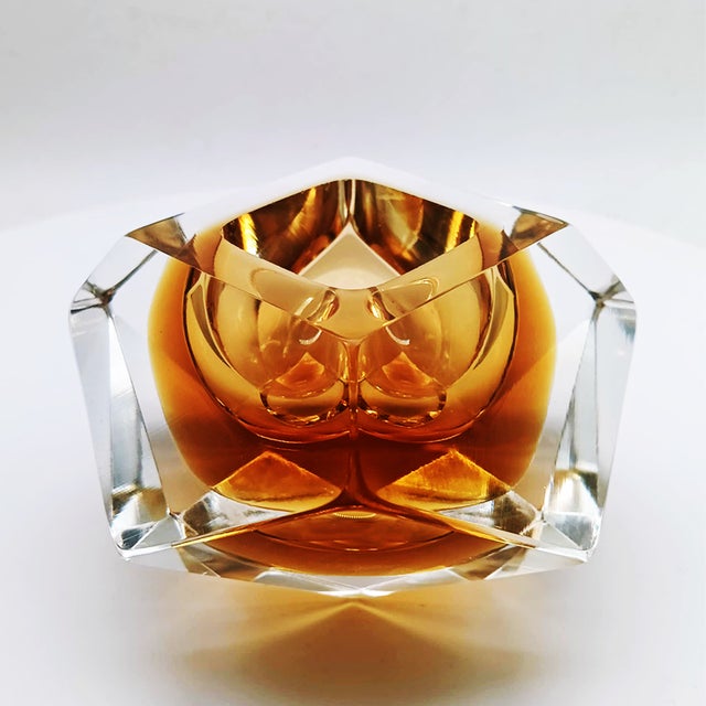 Orange Italian Multifaceted Ashtray in Murano Glass by Flavio Poli for Seguso, 1960s For Sale - Image 8 of 11