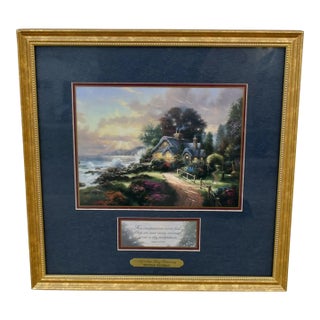 Vintage Thomas Kinkade "A New Day Dawning" Lithograph on Canvas-Board Framed For Sale