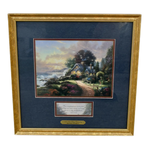 Vintage Thomas Kinkade "A New Day Dawning" Lithograph on Canvas-Board Framed