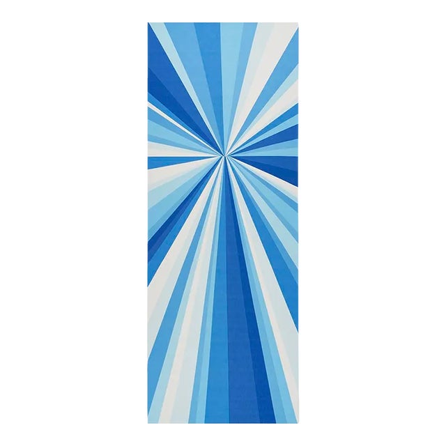 SAMPLE - Schumacher x Trina Turk Sunbeam Print Indoor/Outdoor Panel Fabric In Horizon Blue For Sale