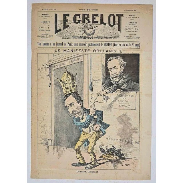 The Grelot, Le Grelot, Le Manifeste Orléaniste, Original Lithograph, 1887 For Sale - Image 3 of 3