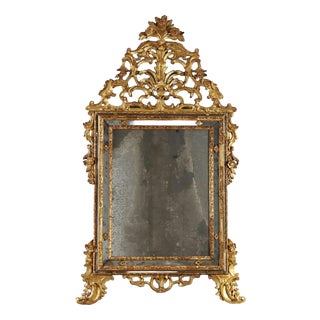18th Century Carved and Gilded Linden Wood Mirror, Piedmont For Sale