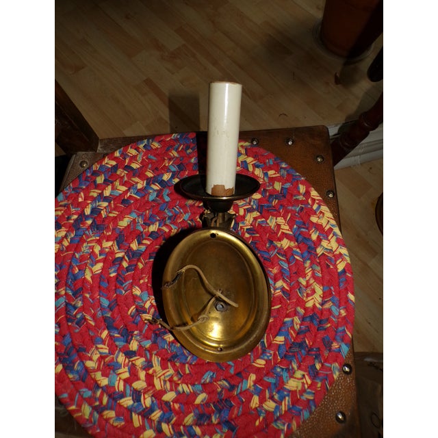 Vintage Pair Art Nouveau Gilt Brass Sconces Wall Lamp Fixtures With Tassels For Sale - Image 13 of 13