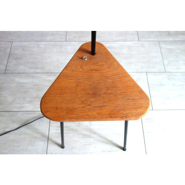 Tripod Metal Floor Lamp with Shelf, France, 1950s For Sale - Image 12 of 14