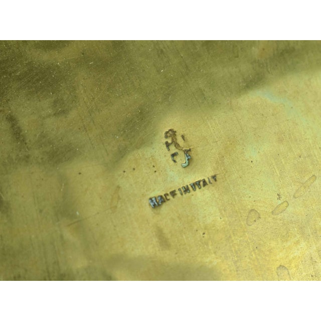 Mid 20th Century Scalloped Italian Oval Hand-Hammered Brass Centerpiece Grape Vine Design Bowl With Lion of Venice Mark For Sale - Image 10 of 10