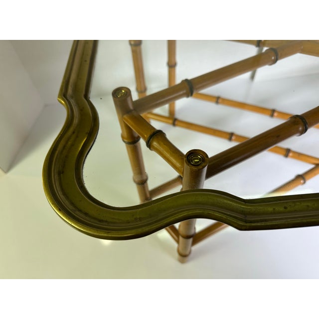 1970s Regency Style Faux Bamboo and Brass Coffee Table For Sale - Image 9 of 12