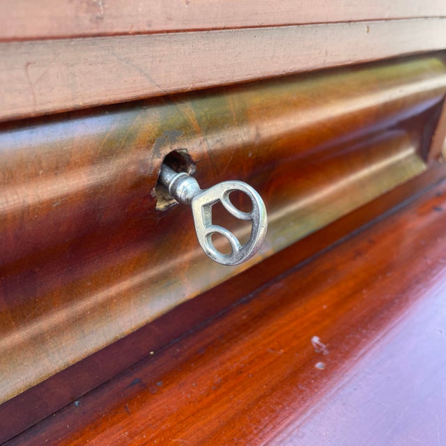 Late 1800s Empire Style Crotch Mahogany 6-Drawer Dresser With Original Glass Drawer-Pulls For Sale - Image 14 of 17