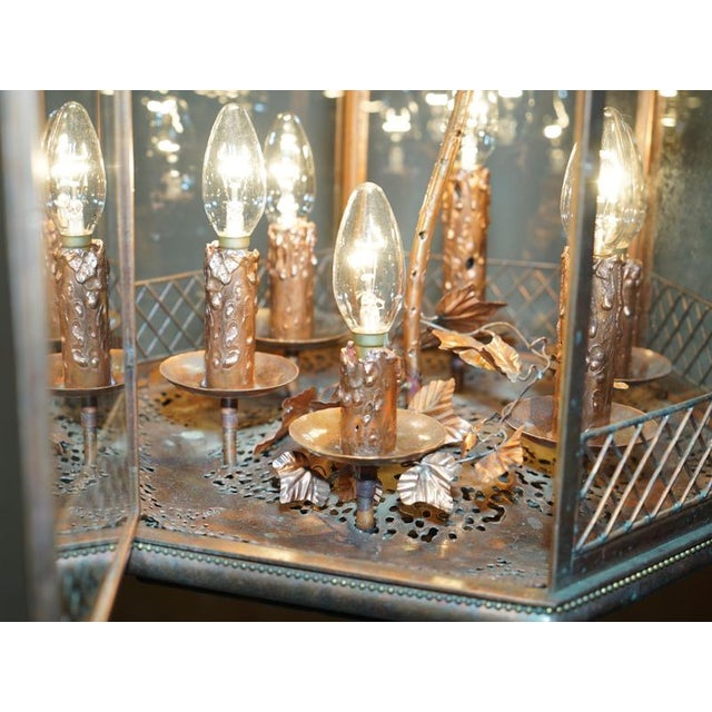 Italian Copper Floral Hanging Lantern, 1960s For Sale - Image 12 of 15