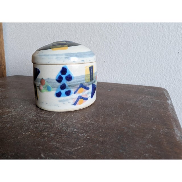 Contemporary Round Lidded Ceramic Box by Anne McNulty Pottery ~ Enniskillen Ireland Irish Studio Pottery ~ Signed For Sale - Image 3 of 11
