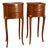 Louis XV Style Drum-Shaped Bedside Tables in Cherrywood and Marquetry, 1950s, Set of 2 For Sale