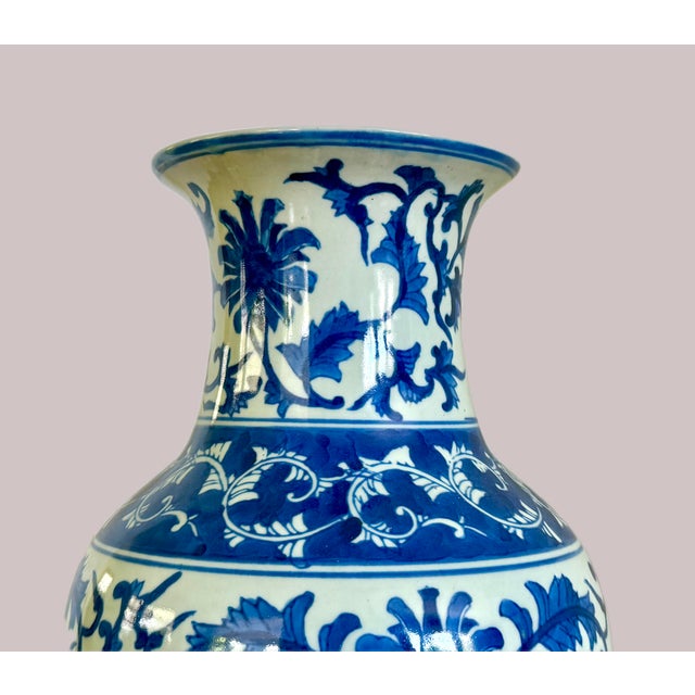 Chinoiserie Blue and White Chinoiserie Floor Vase For Sale - Image 3 of 8