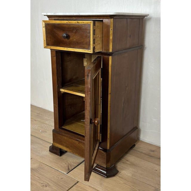 Spanish Wooden Nightstands with Marble Tops, 1930s, Set of 2 For Sale - Image 10 of 16