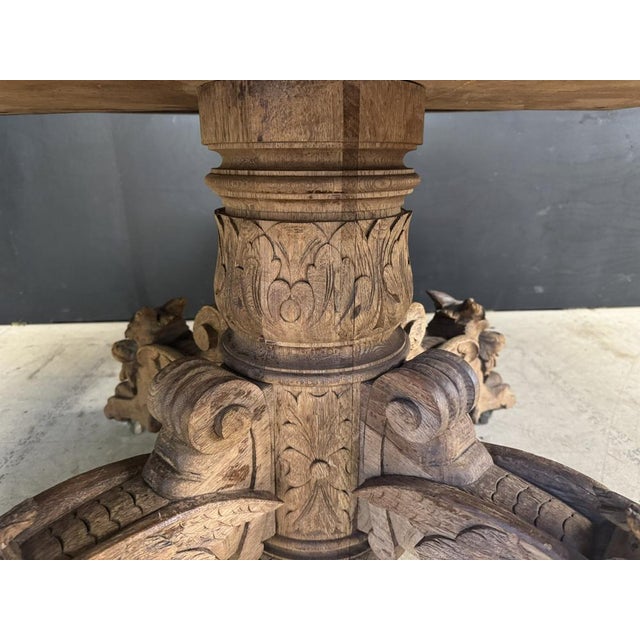 French Carved Oak Hunting Table, 1860 For Sale - Image 6 of 14